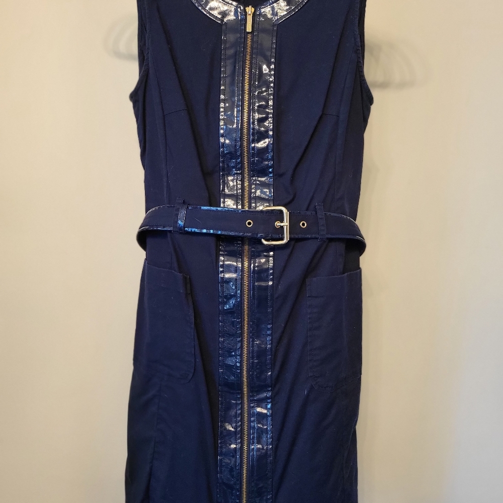 SOLD - Tory Burch Navy Blue, Sleeveless, Above Knee Length Sheath Dress 10
